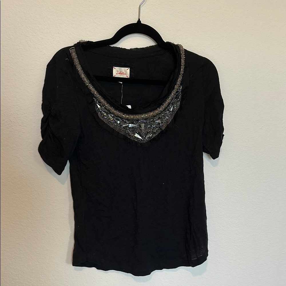 Anthropologie Black Embellished Women's Top